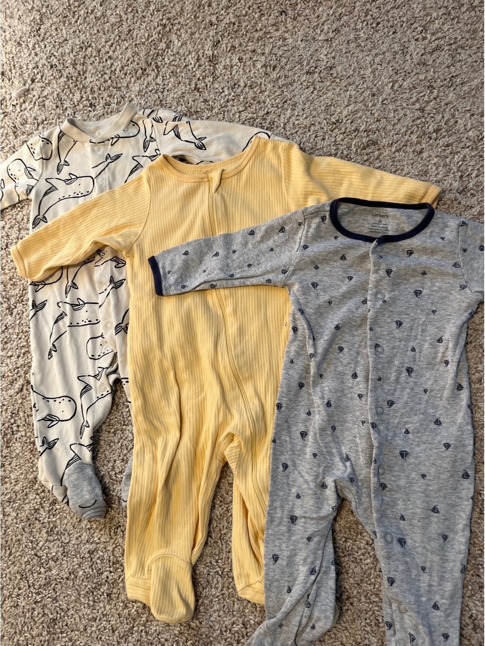 3 Baby Sleepwear Footed Pajamas 3-6 Months